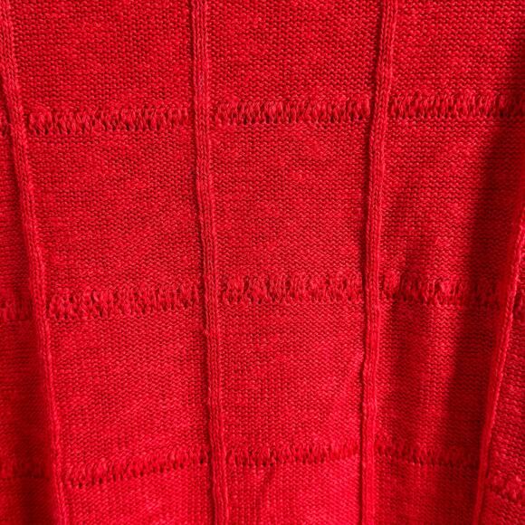 Vintage 80’s Cotton Linen Blend ZANOBETTI Windowpane Sweater in Red - Picture 4 of 8